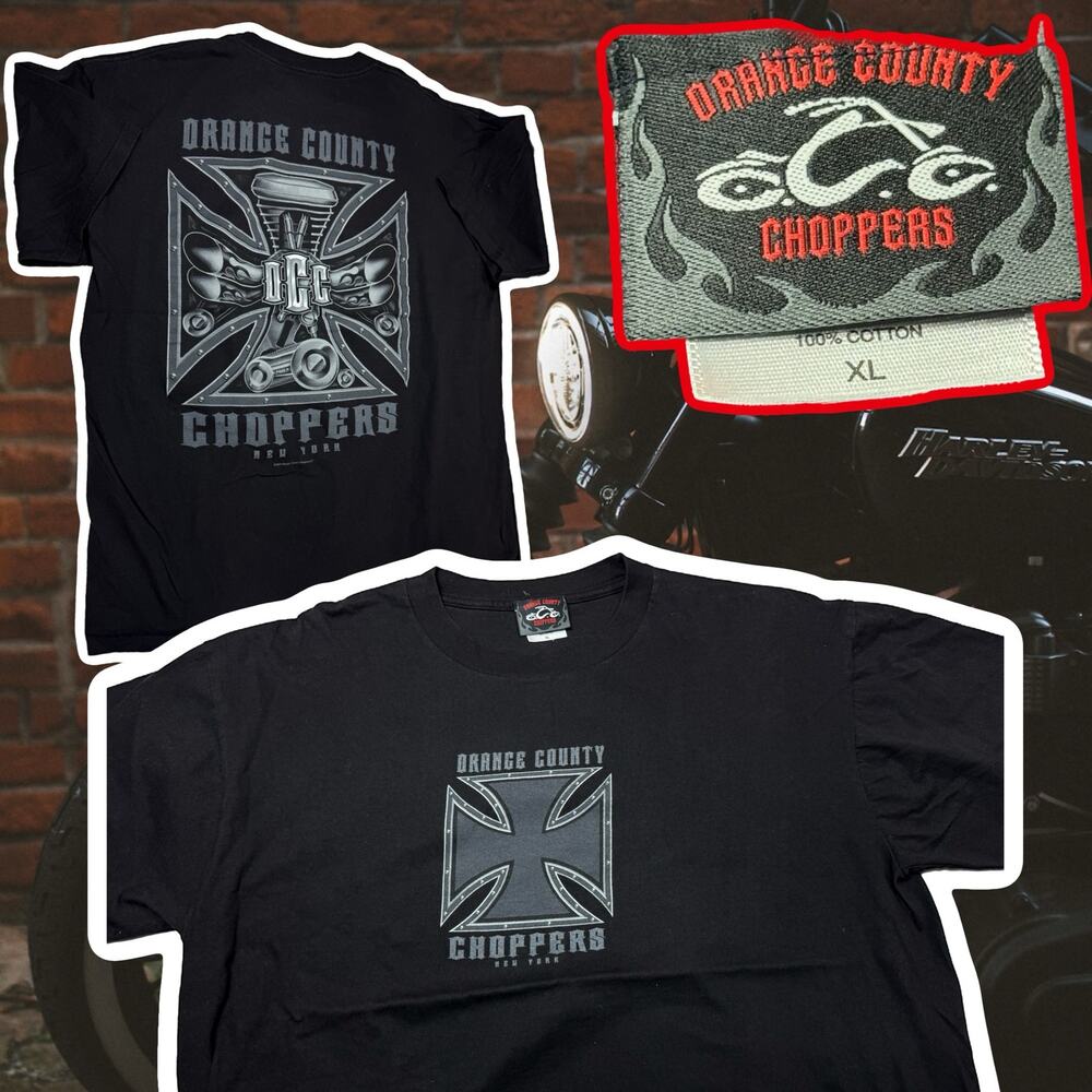 Vintage Orange County Choppers OCC Biker Black T-Shirt Size XL
